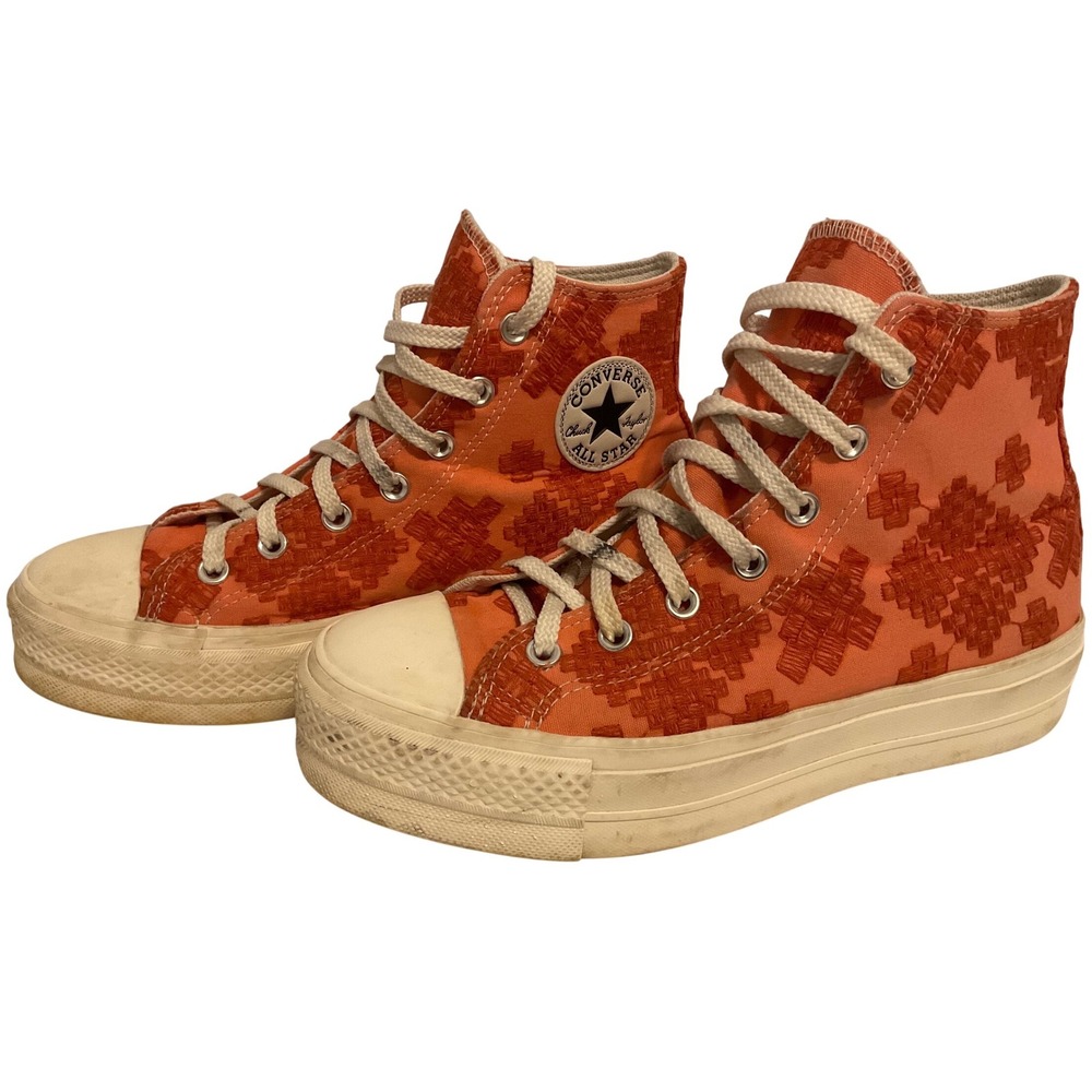 Converse Chuck Taylor All Star Lift High Top Orange Embroidered Sneakers A02233C